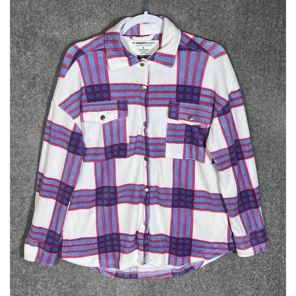 The Sweatshirt Project Fleece Snap Front Shirt Shacket Womens Size Small Pockets